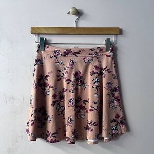Charlotte Russe Pink High Waist Floral Mini Skater Skirt Size S EUC